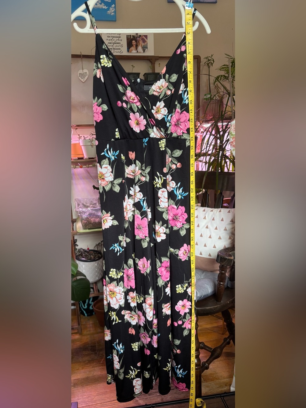 Floral Black V-Neck Women's Jumpsuit
